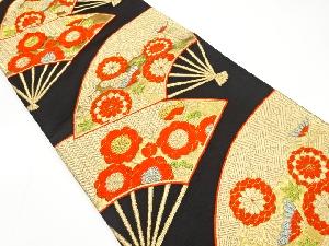 アンティーク　扇面に菊・梅模様織り出し袋帯(着用可)